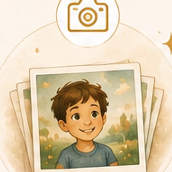 Pilha de fotos antigas com o retrato de um menino.